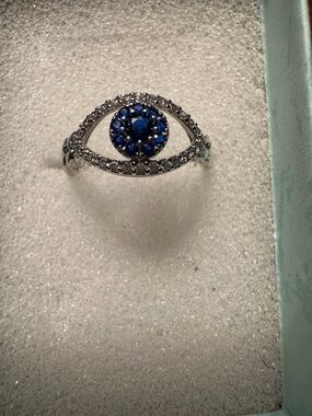Blue Crystal Evil Eye Ring - Women Jewelry